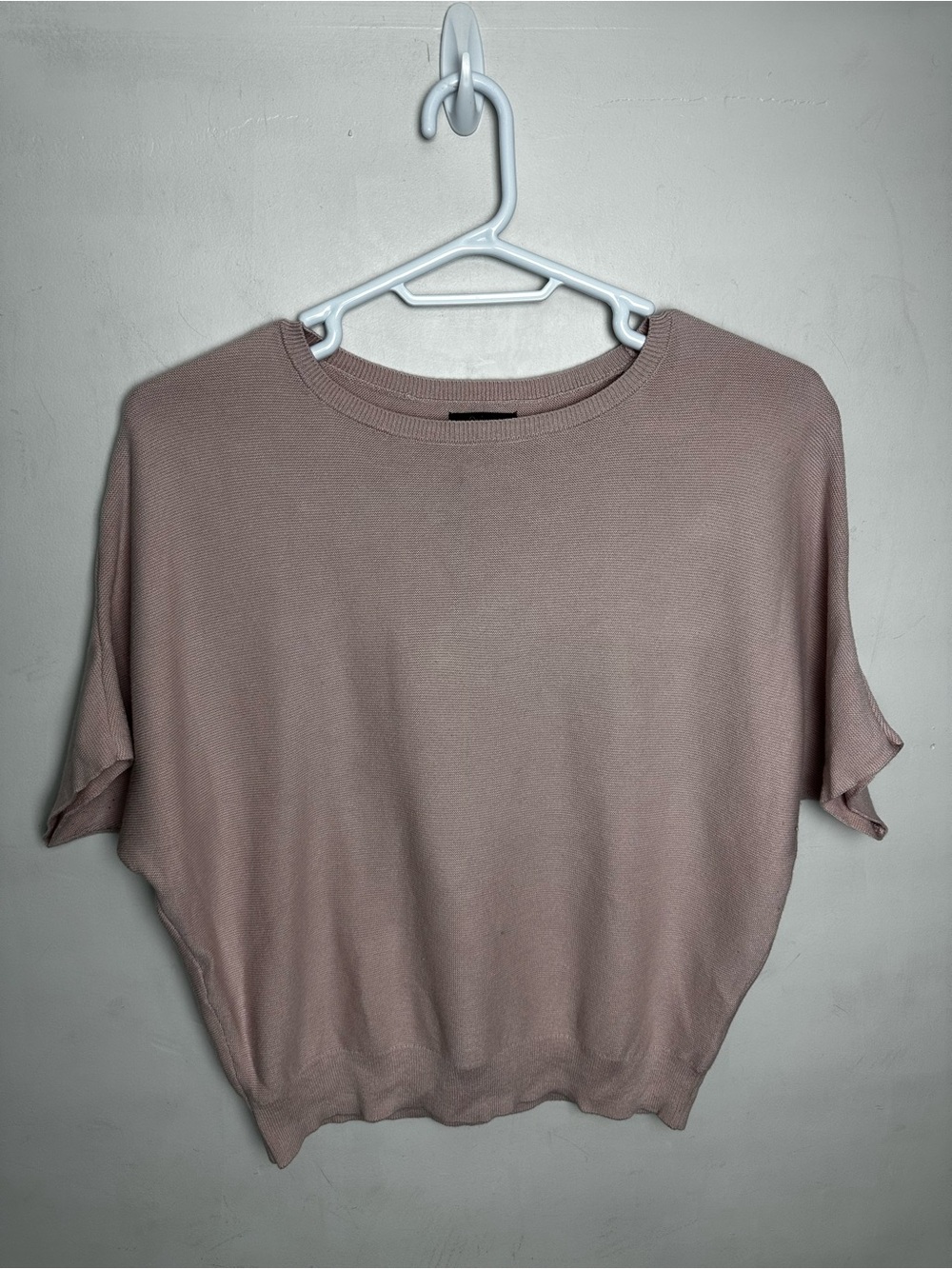 Quince Sweater Women's Large Pink Short Sleeve Crewneck Dolman Knit Top Pullover